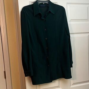 Karen Scott Dark Green velour Button Down Shirt